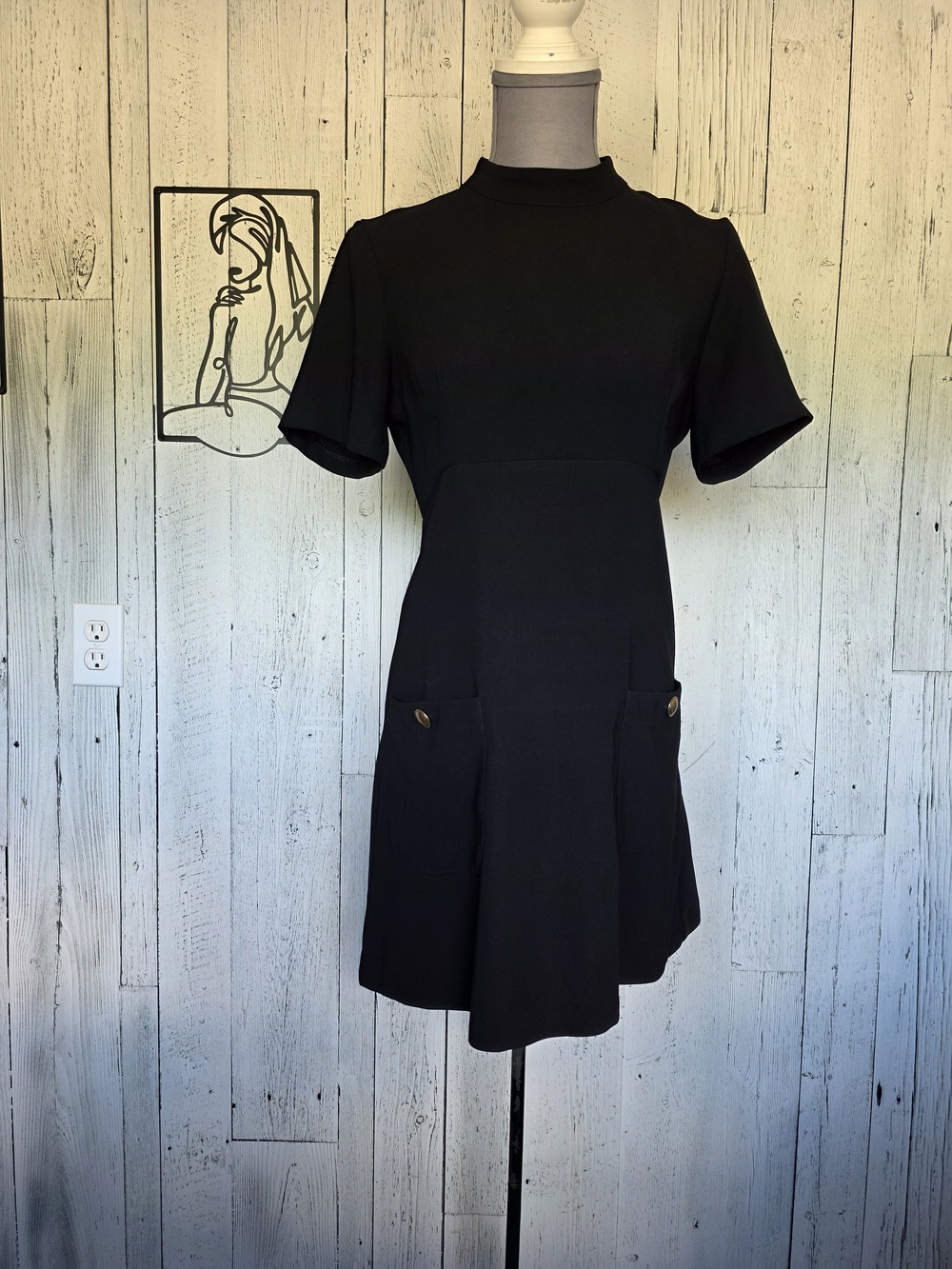 Zara Black Mock Neck Fit & Flare Mini Dress Size S